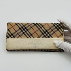 Burberry Large Tan and Cream Checkered Wallet